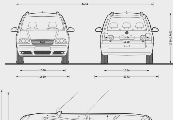 Volkswagen Sharan (2008) - drawings (drawings) of the car